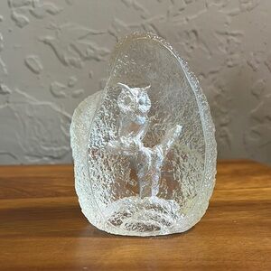 J Pelt clear‎ resin vintage owl on branch figure paper weight